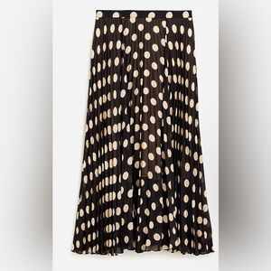 J.CREW Women's NEW Gwyneth Pleated Beige Ivory Black Polka Dot Skirt Sz 10 BZ072